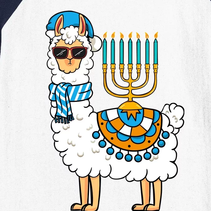 Menorah Hanukkah Llama Cute Alpaca Chanukah Baseball Sleeve Shirt