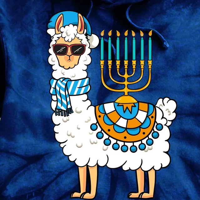 Menorah Hanukkah Llama Cute Alpaca Chanukah Tie Dye Hoodie