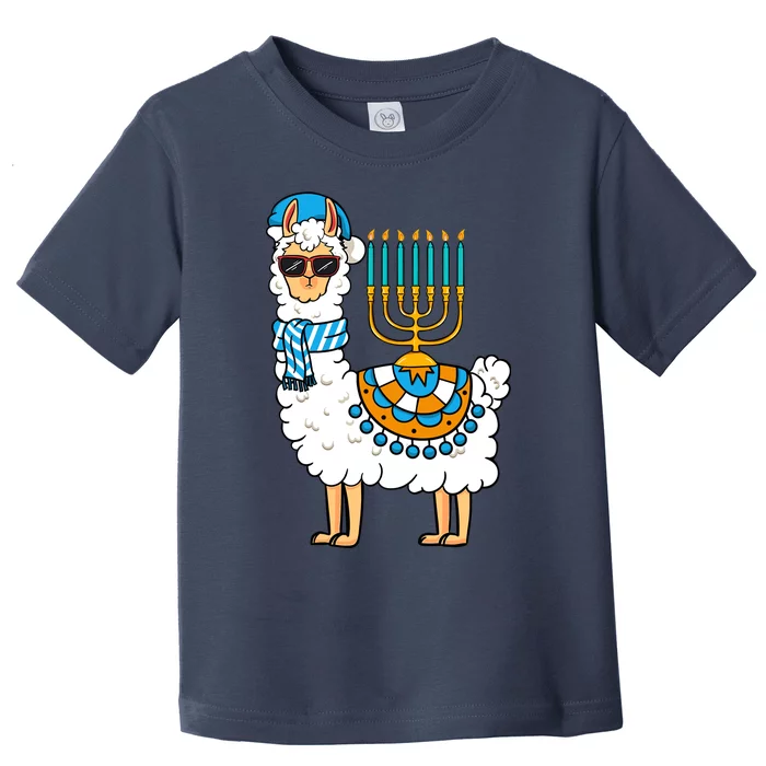 Menorah Hanukkah Llama Cute Alpaca Chanukah Toddler T-Shirt