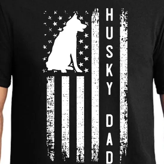 Men Husky Lover Gift Siberian Husky Dad American Flag Dog Lover Pajama Set