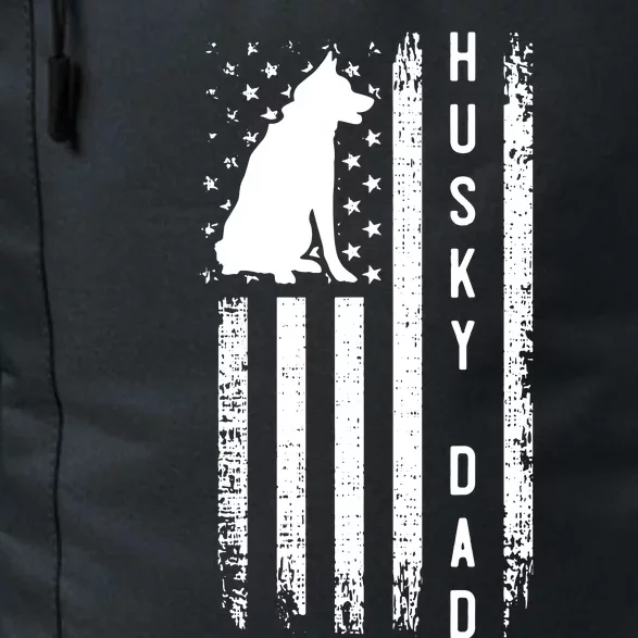 Men Husky Lover Gift Siberian Husky Dad American Flag Dog Lover Daily Commute Backpack