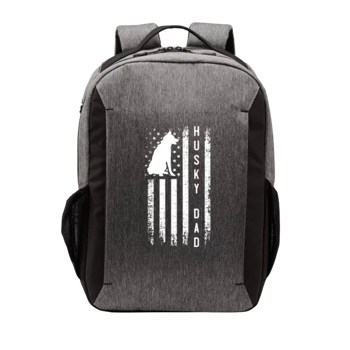 Men Husky Lover Gift Siberian Husky Dad American Flag Dog Lover Vector Backpack