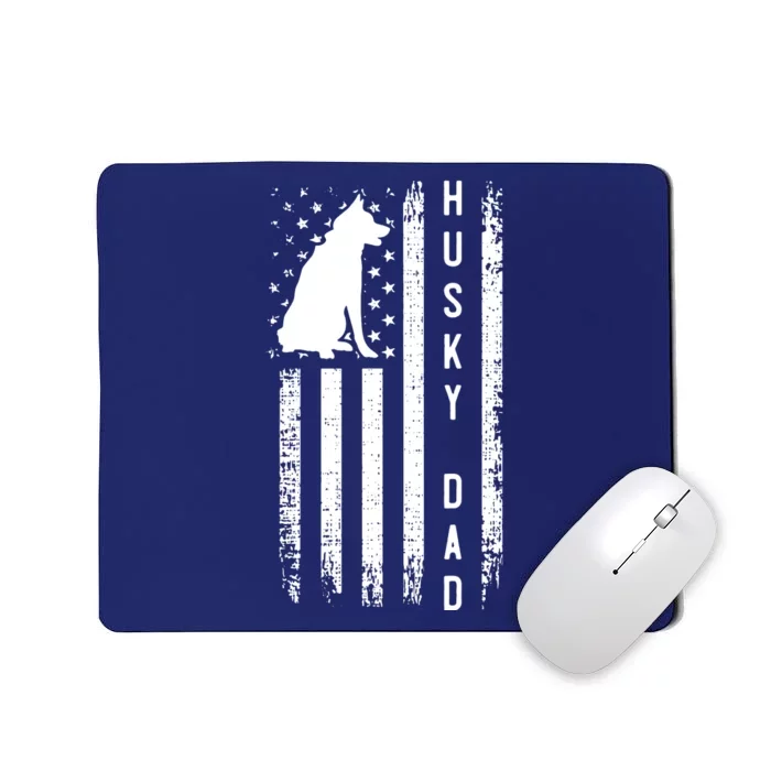 Men Husky Lover Gift Siberian Husky Dad American Flag Dog Lover Mousepad