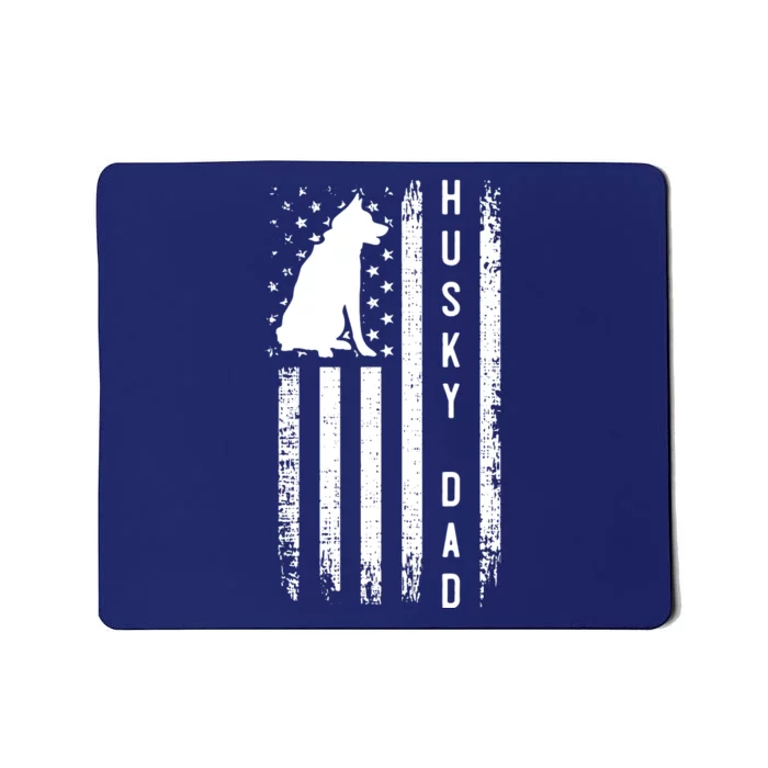 Men Husky Lover Gift Siberian Husky Dad American Flag Dog Lover Mousepad