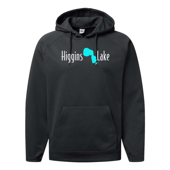 Minimalist Higgins Lake Michigan Nature Performance Fleece Hoodie