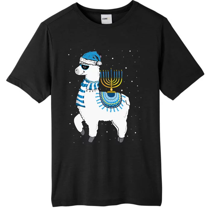 Menorah Hanukkah Llama Cute Alpaca Chanukah Christmas Pajama ChromaSoft Performance T-Shirt