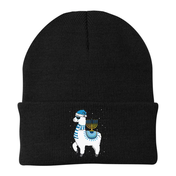 Menorah Hanukkah Llama Cute Alpaca Chanukah Christmas Pajama Knit Cap Winter Beanie