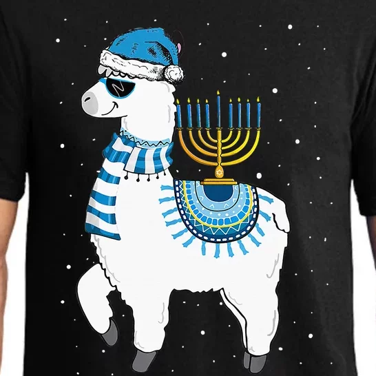 Menorah Hanukkah Llama Cute Alpaca Chanukah Christmas Pajama Pajama Set