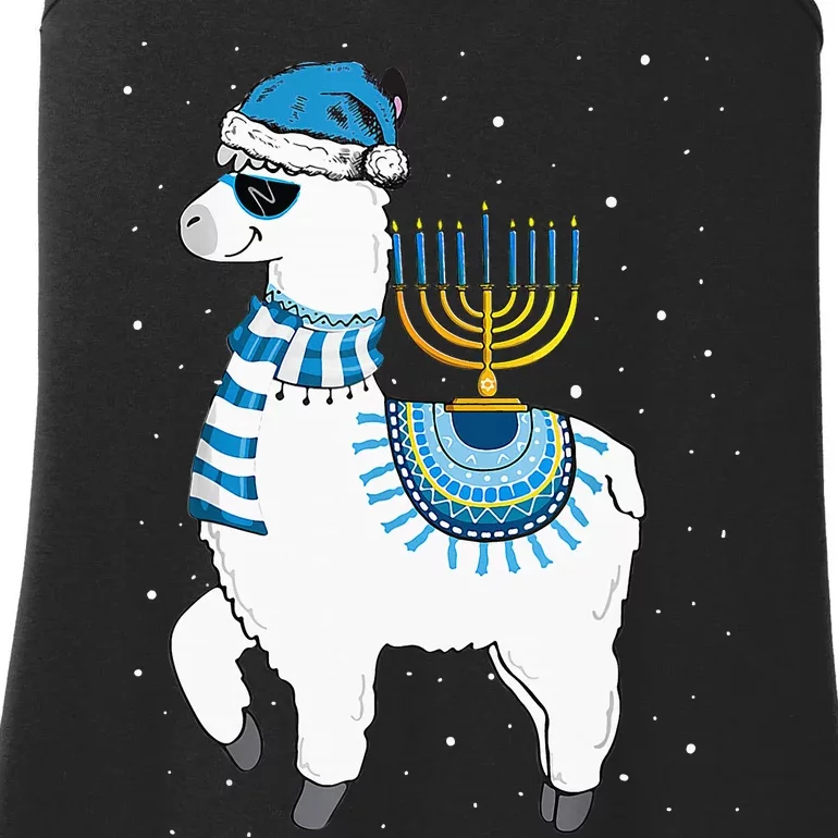 Menorah Hanukkah Llama Cute Alpaca Chanukah Christmas Pajama Ladies Essential Tank