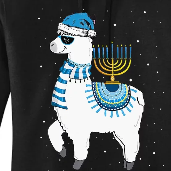 Menorah Hanukkah Llama Cute Alpaca Chanukah Christmas Pajama Women's Pullover Hoodie