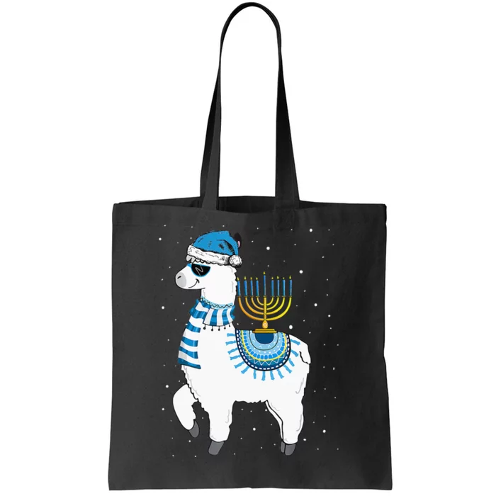 Menorah Hanukkah Llama Cute Alpaca Chanukah Christmas Pajama Tote Bag