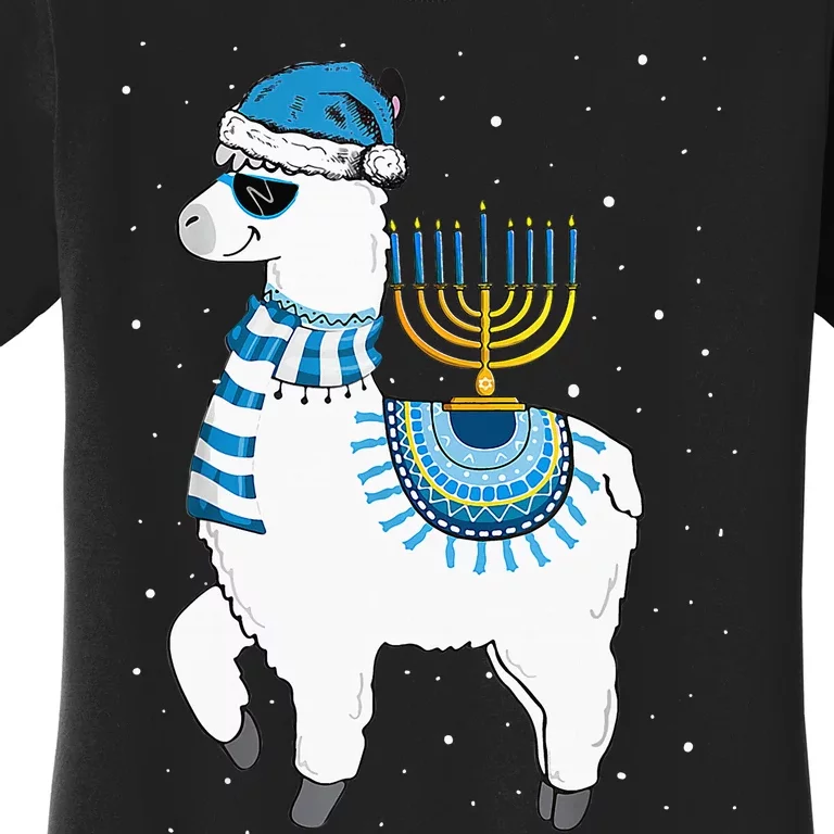 Menorah Hanukkah Llama Cute Alpaca Chanukah Christmas Pajama Women's T-Shirt