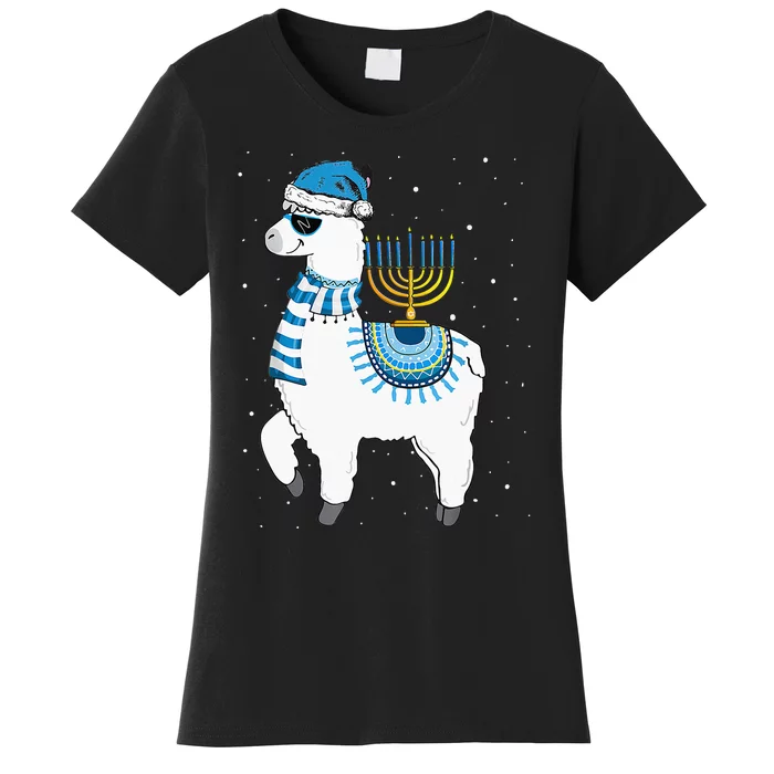 Menorah Hanukkah Llama Cute Alpaca Chanukah Christmas Pajama Women's T-Shirt