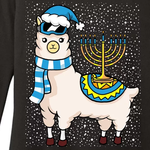 Menorah Hanukkah Llama Cute Alpaca Chanukah Womens CVC Long Sleeve Shirt