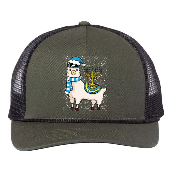 Menorah Hanukkah Llama Cute Alpaca Chanukah Retro Rope Trucker Hat Cap