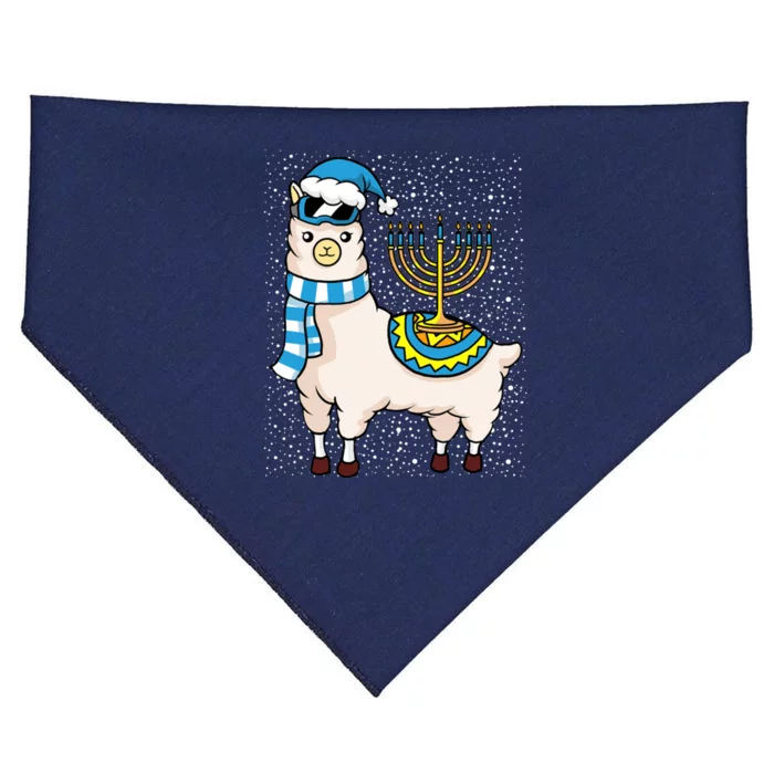 Menorah Hanukkah Llama Cute Alpaca Chanukah USA-Made Doggie Bandana