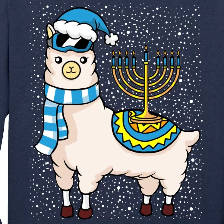 Menorah Hanukkah Llama Cute Alpaca Chanukah Long Sleeve Shirt