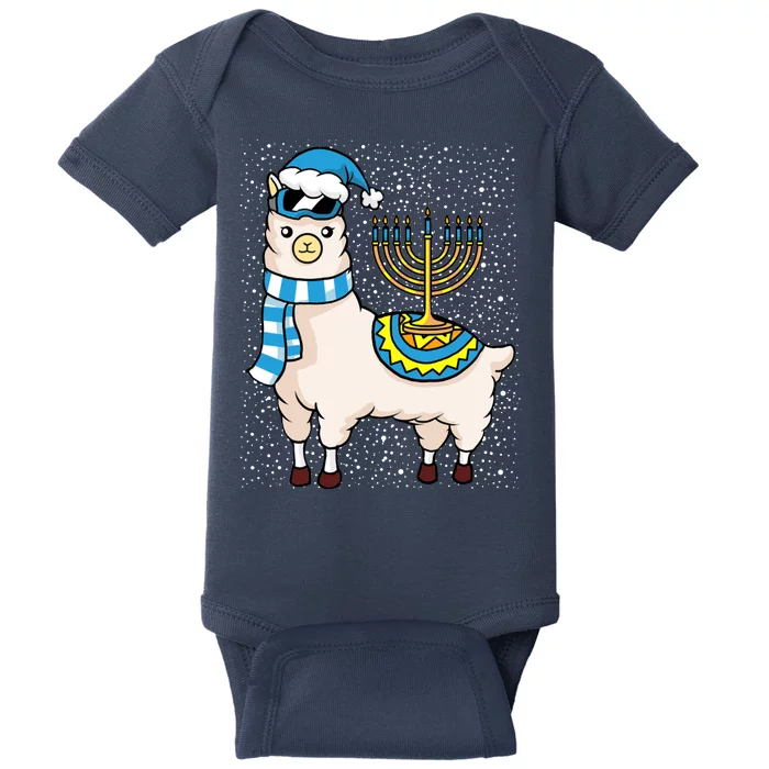 Menorah Hanukkah Llama Cute Alpaca Chanukah Baby Bodysuit