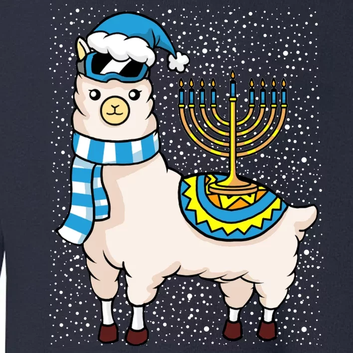 Menorah Hanukkah Llama Cute Alpaca Chanukah Toddler Sweatshirt