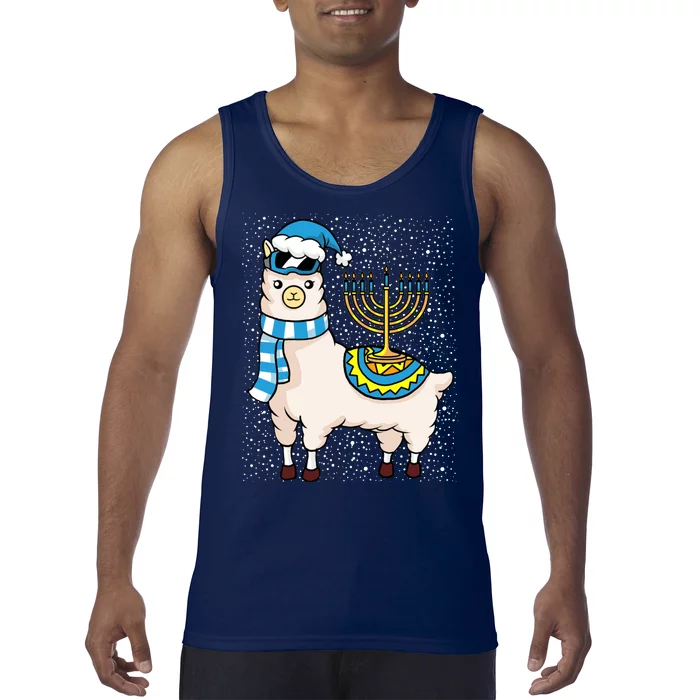 Menorah Hanukkah Llama Cute Alpaca Chanukah Tank Top