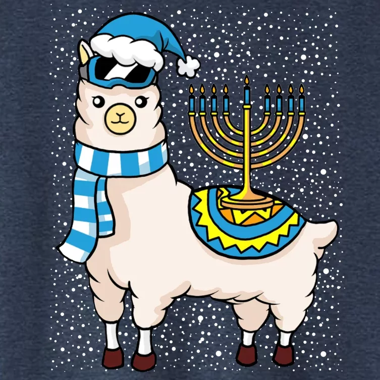 Menorah Hanukkah Llama Cute Alpaca Chanukah Women's Crop Top Tee