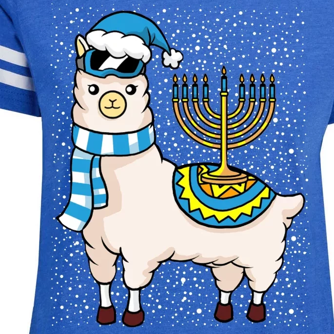 Menorah Hanukkah Llama Cute Alpaca Chanukah Enza Ladies Jersey Football T-Shirt