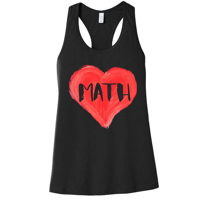 Math Heart Love Teacher Professor Student Valentines Day Cute Gift Women's Racerback Tank