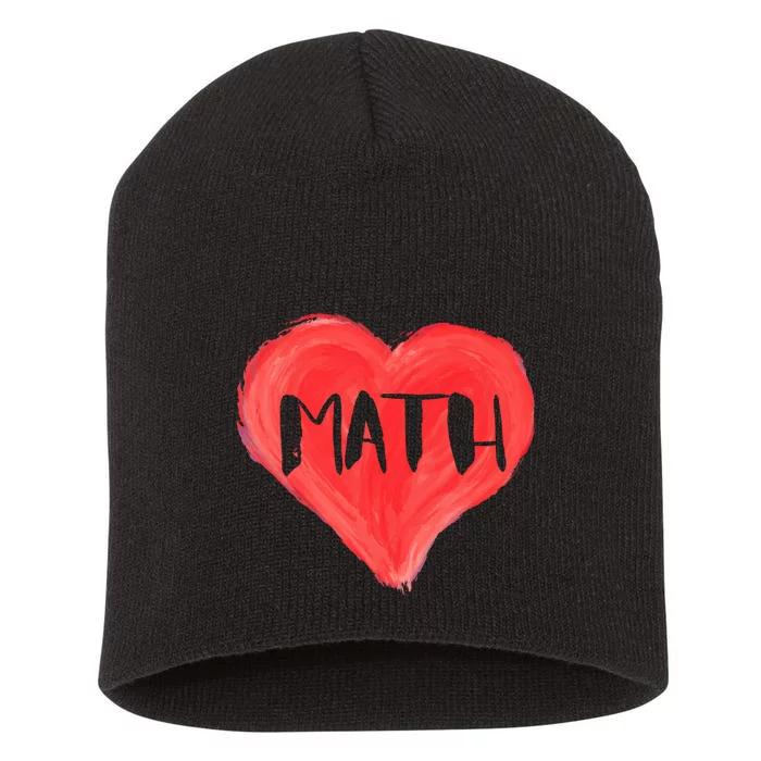 Math Heart Love Teacher Professor Student Valentines Day Cute Gift Short Acrylic Beanie