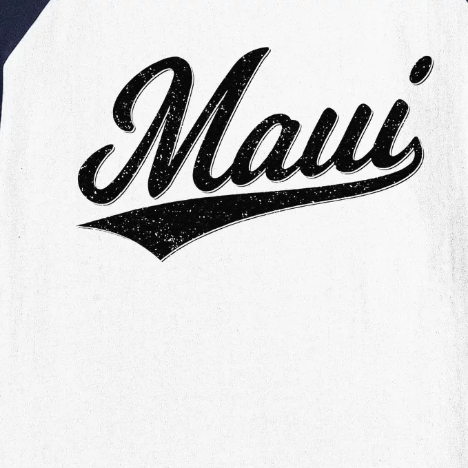 MAUI HAWAII LAHAINA VARSITY SCRIPT SPORTS JERSEY STYLE TEE Baseball Sleeve Shirt