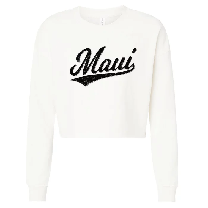 MAUI HAWAII LAHAINA VARSITY SCRIPT SPORTS JERSEY STYLE TEE Cropped Pullover Crew