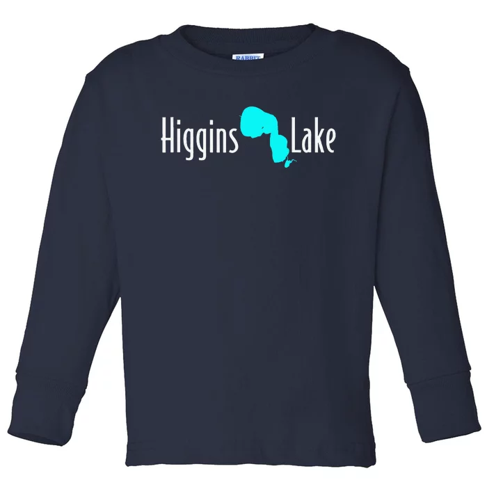 Minimalist Higgins Lake Michigan Toddler Long Sleeve Shirt