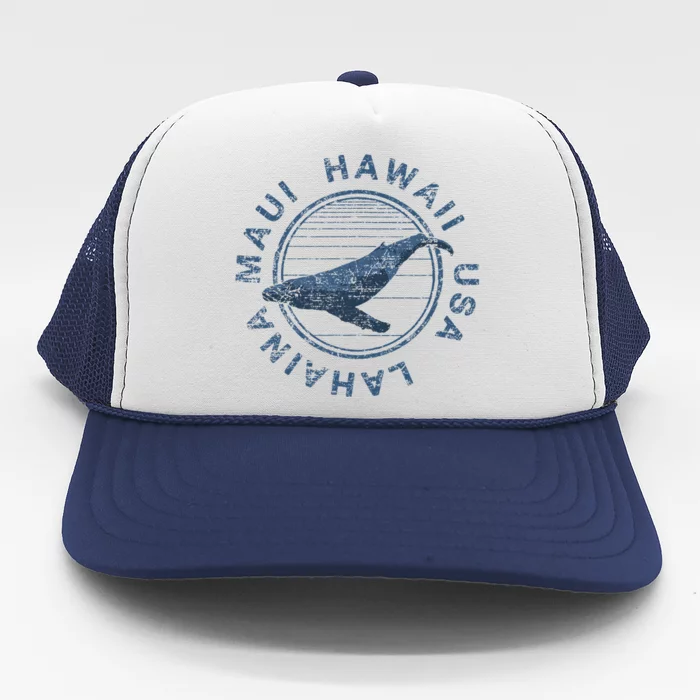 Maui Hawaii Lahaina Vintage Whale Retro Trucker Hat