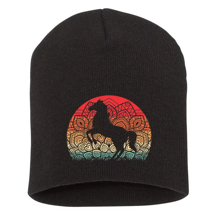 Mandala Horse Lover Horseback Riding Western Cowboy Short Acrylic Beanie