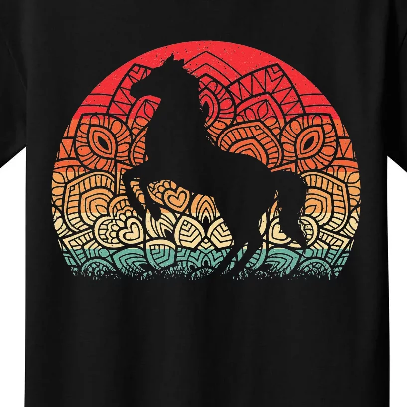 Mandala Horse Lover Horseback Riding Western Cowboy Kids T-Shirt