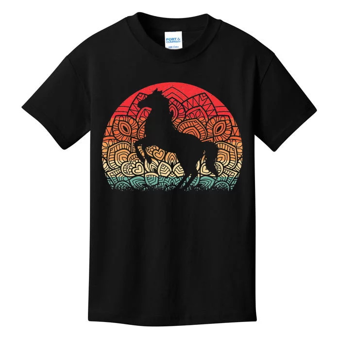 Mandala Horse Lover Horseback Riding Western Cowboy Kids T-Shirt