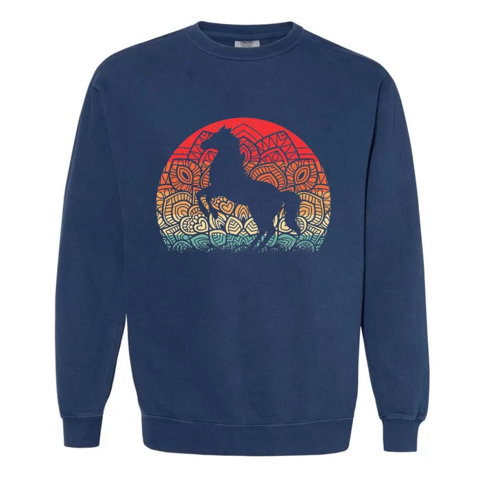 Mandala Horse Lover Horseback Riding Western Cowboy Garment-Dyed Sweatshirt