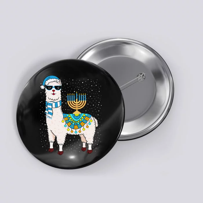 Menorah Hanukkah Llama Cute Alpaca Chanukah Gift Button