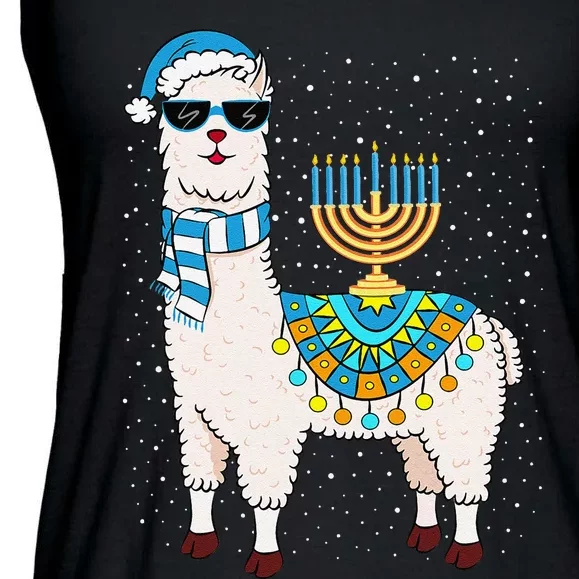 Menorah Hanukkah Llama Cute Alpaca Chanukah Gift Ladies Essential Flowy Tank