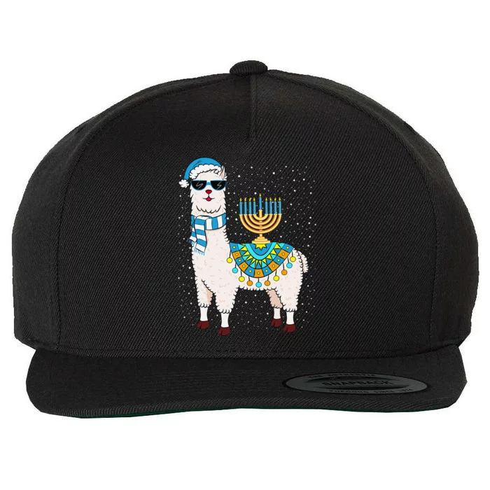 Menorah Hanukkah Llama Cute Alpaca Chanukah Gift Wool Snapback Cap