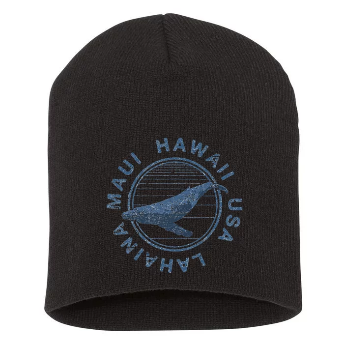 Maui Hawaii Lahaina Vintage Whale Retro Short Acrylic Beanie