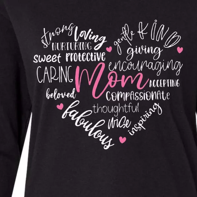 Mom Heart Love Typography Mother's Day Blessed Mama Life Womens Cotton Relaxed Long Sleeve T-Shirt