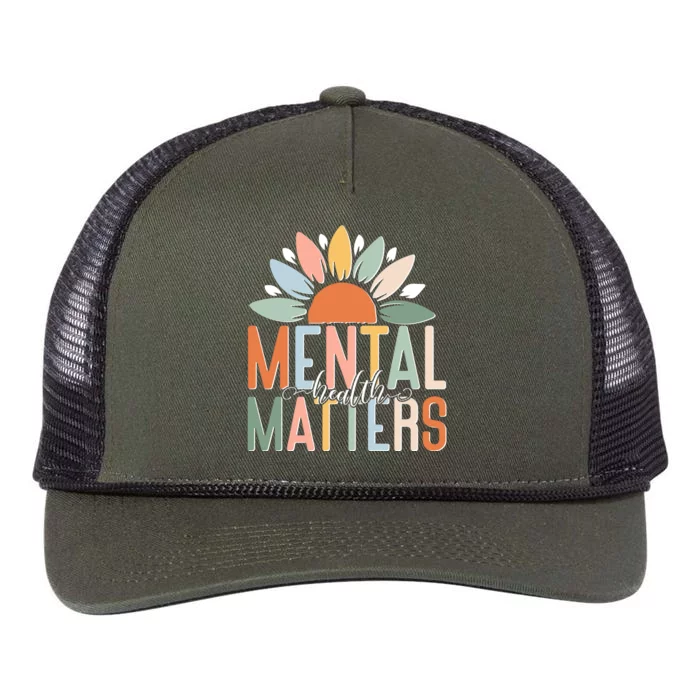 Mental Health Matters Flower Retro Rope Trucker Hat Cap