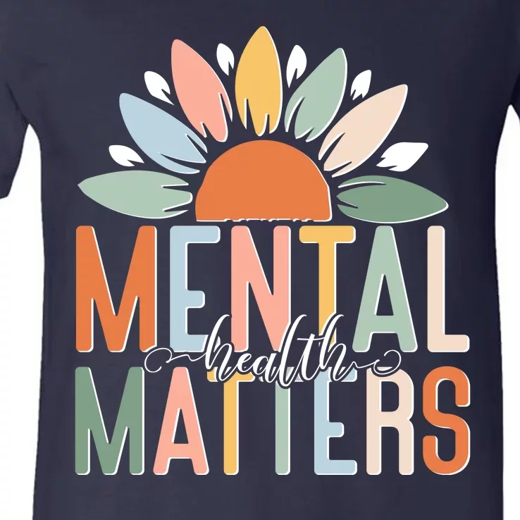 Mental Health Matters Flower V-Neck T-Shirt