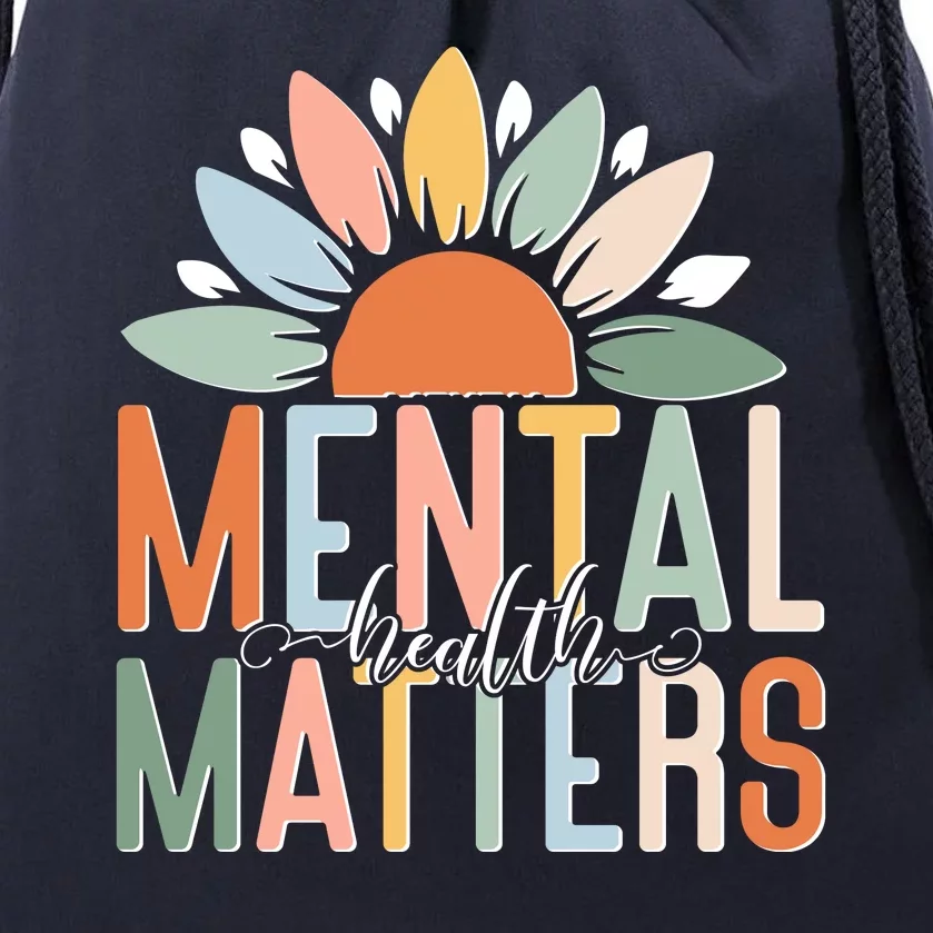 Mental Health Matters Flower Drawstring Bag