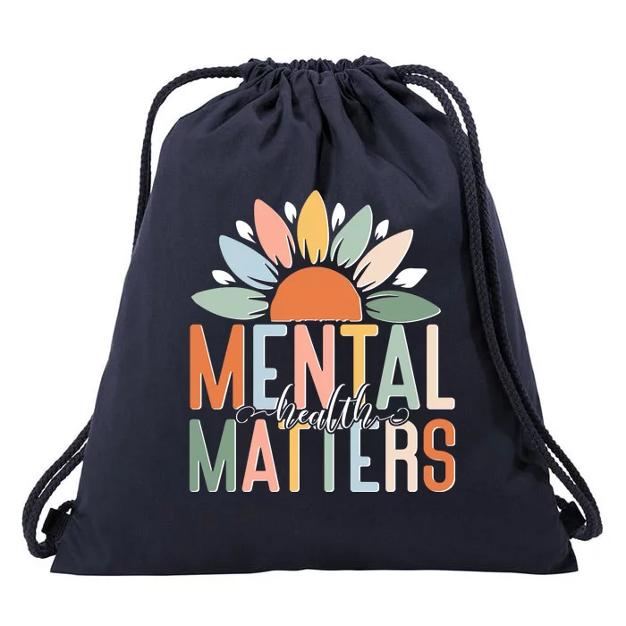 Mental Health Matters Flower Drawstring Bag