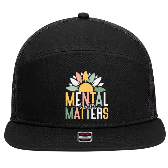 Mental Health Matters End The Stigma 7 Panel Mesh Trucker Snapback Hat