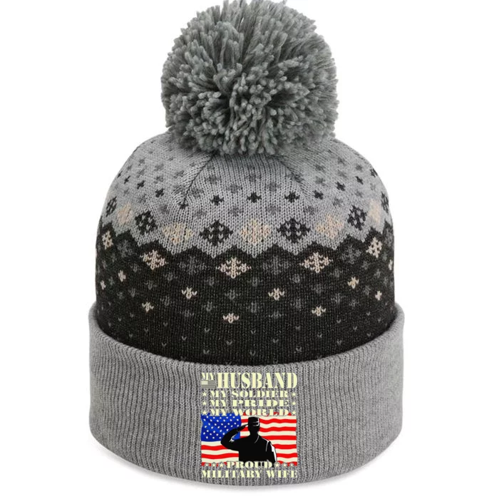 My Husband My Soldier Hero Proud Military Wife Army Spouse The Baniff Cuffed Pom Beanie