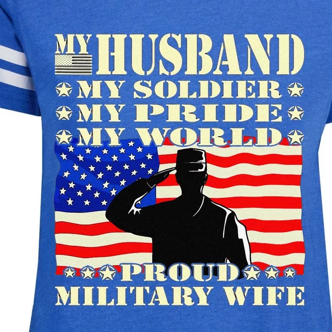 My Husband My Soldier Hero Proud Military Wife Army Spouse Enza Ladies Jersey Football T-Shirt