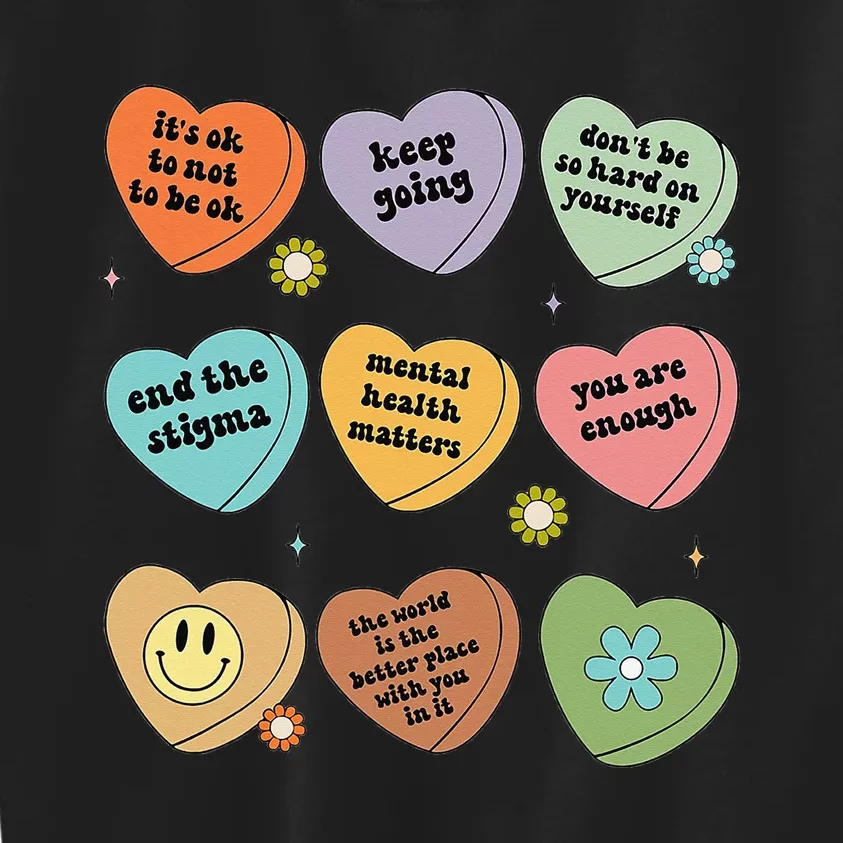 Mental Health Matters Floral Brain Health Awareness Kids Sweatshirt