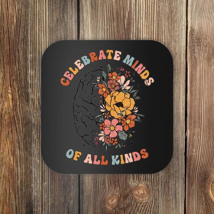 Mental Health Matters Floral Brain Health Awareness Coaster